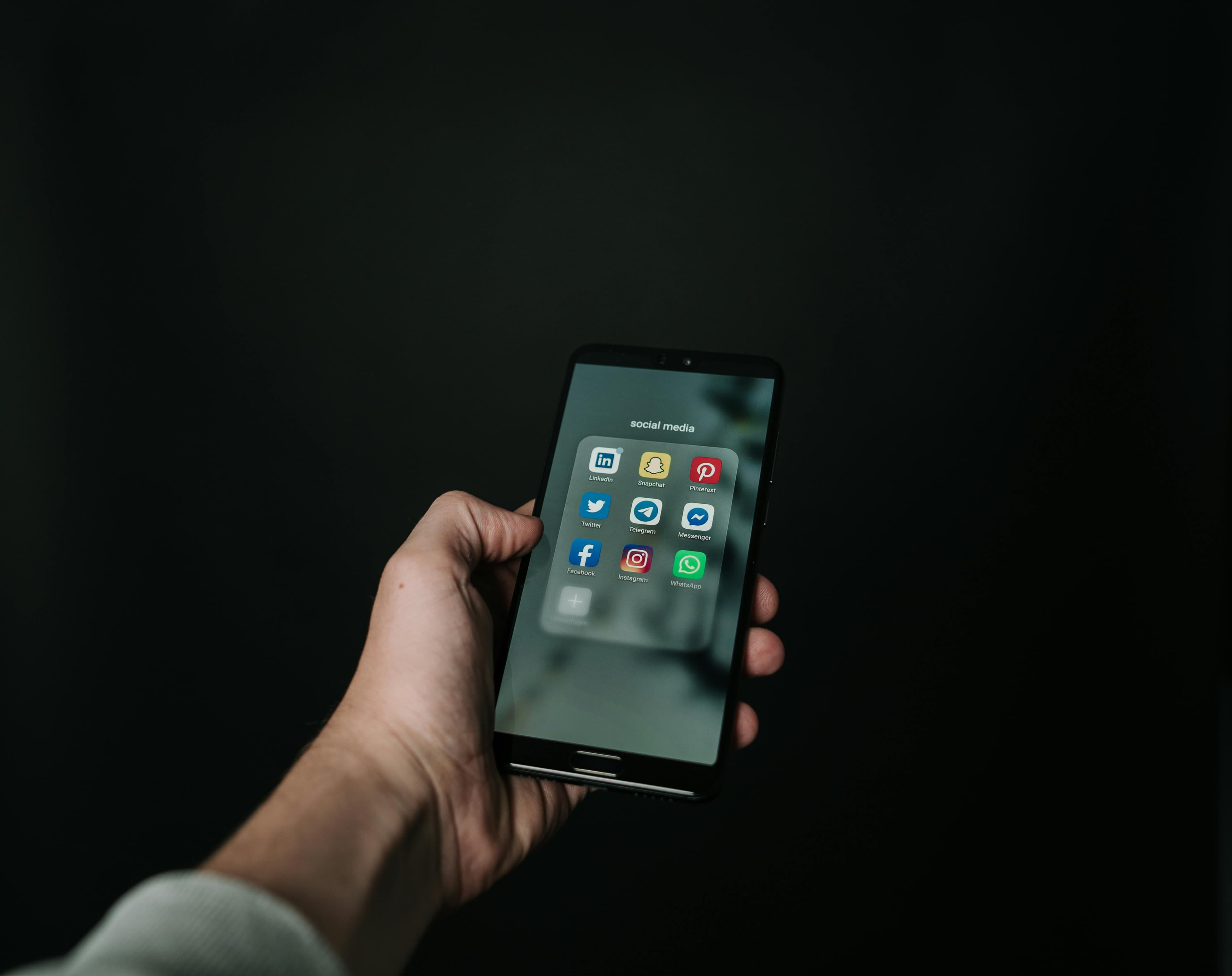 Phone displaying social media channels