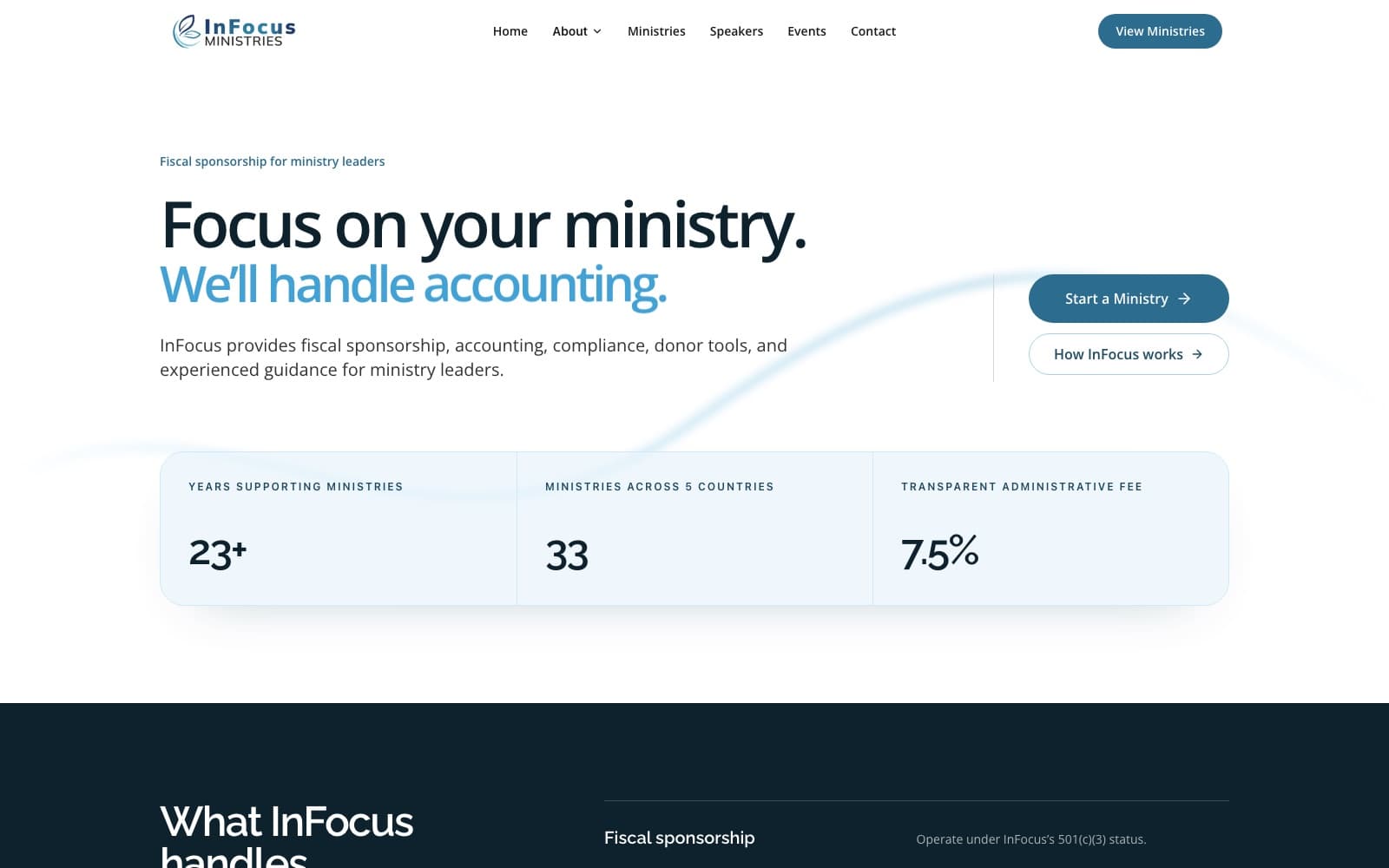 InFocus Ministries website homepage