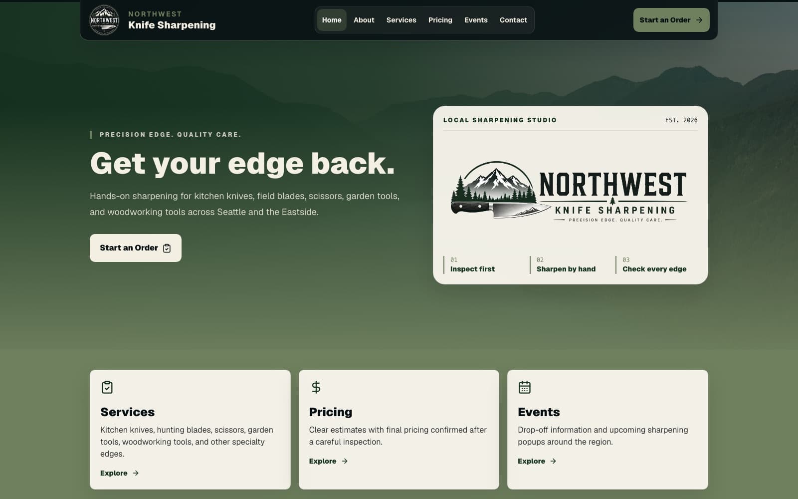 Northwest Knife Sharpening website